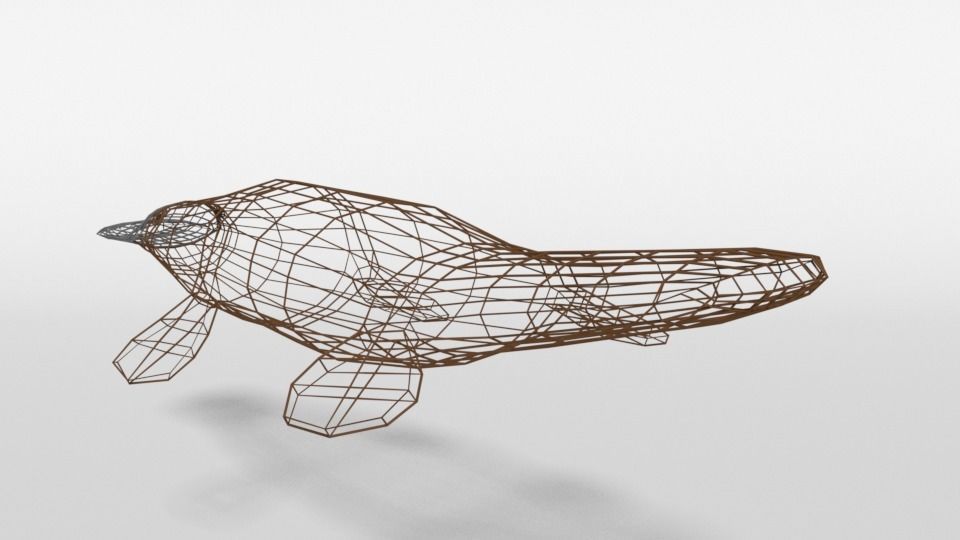 Low Poly Cartoon Platypus Low-poly 3D model_11