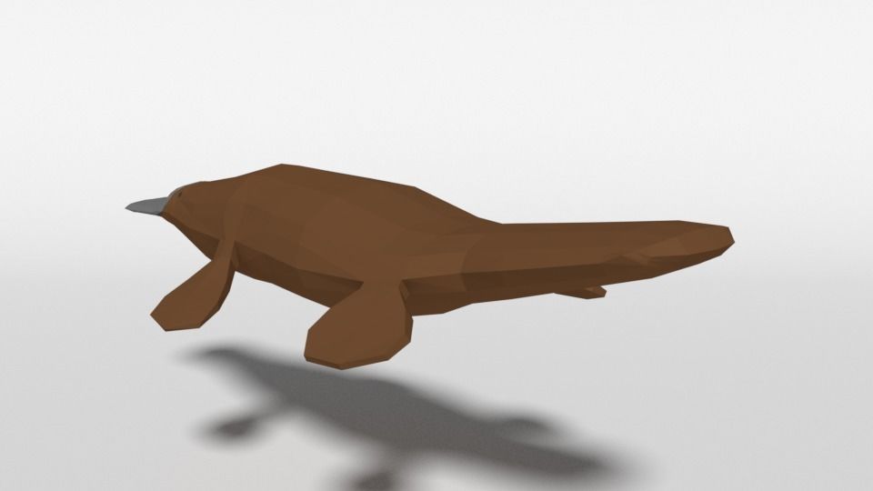 Low Poly Cartoon Platypus Low-poly 3D model_2