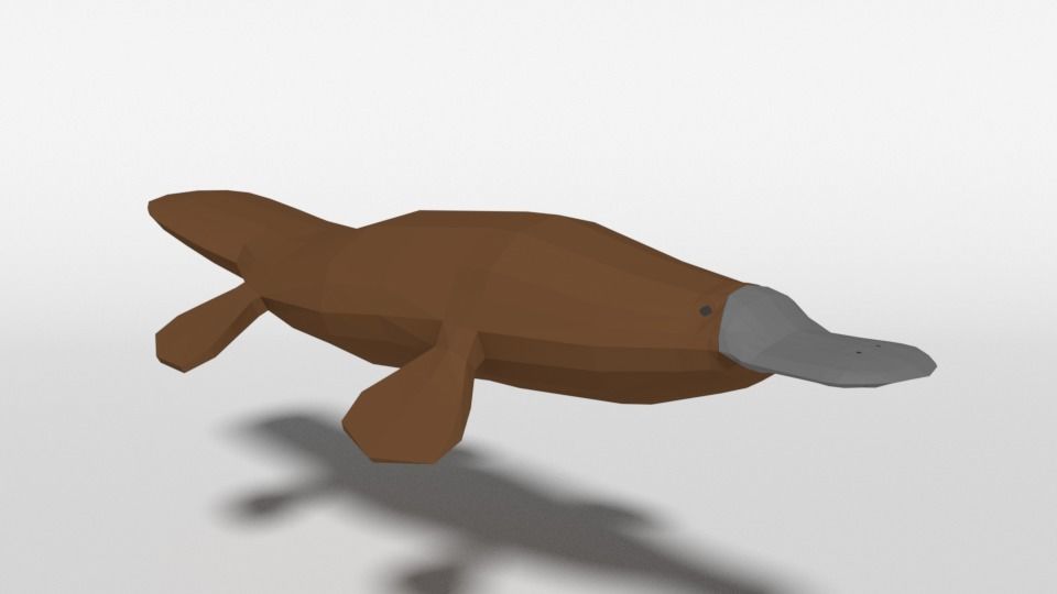 Low Poly Cartoon Platypus Low-poly 3D model_6