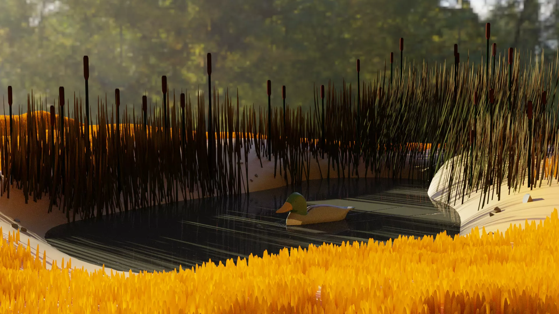 Minimalistic Pond Accessories  Bundle Low-poly 3D model_0