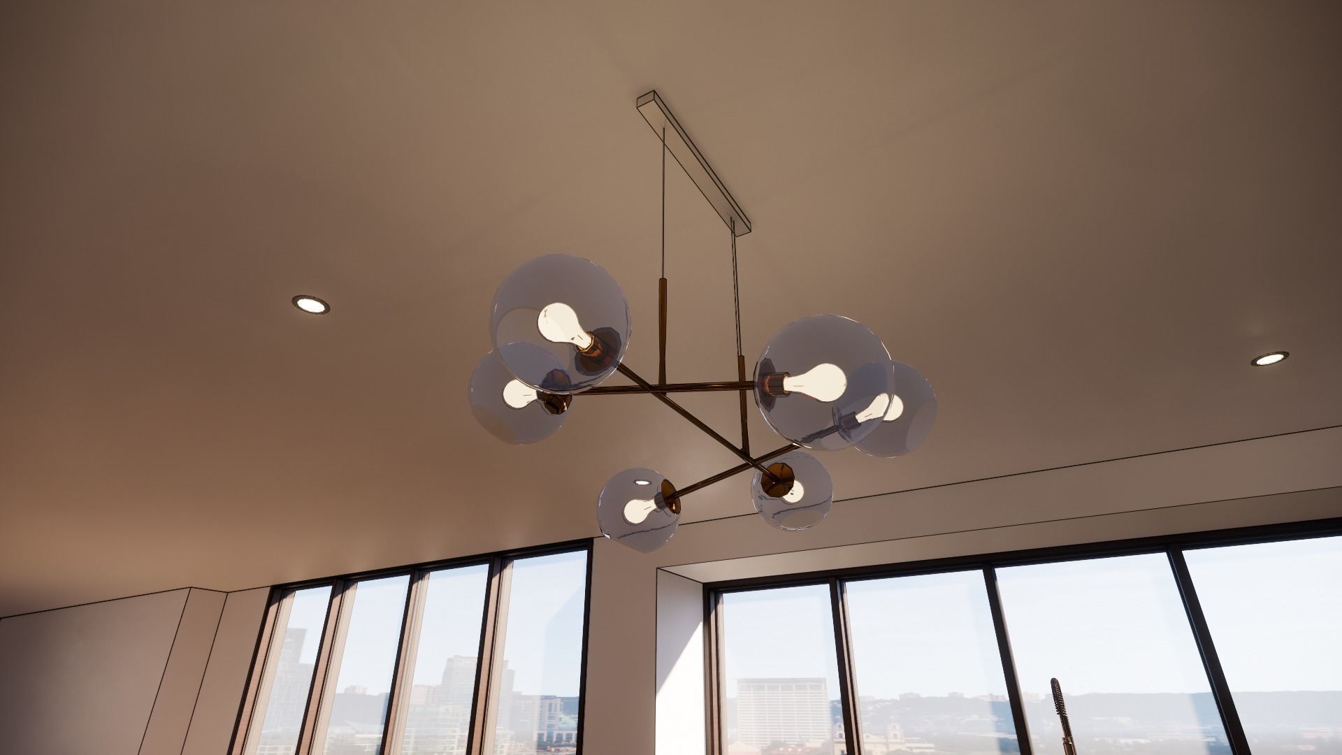 Mid Century Modern 6 Light DNA Chandelier Light Fixture  3D model_1