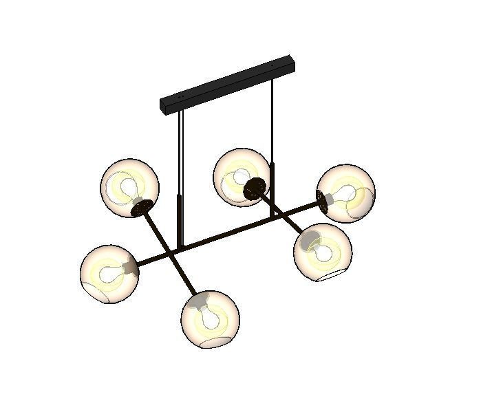 Mid Century Modern 6 Light DNA Chandelier Light Fixture  3D model_4