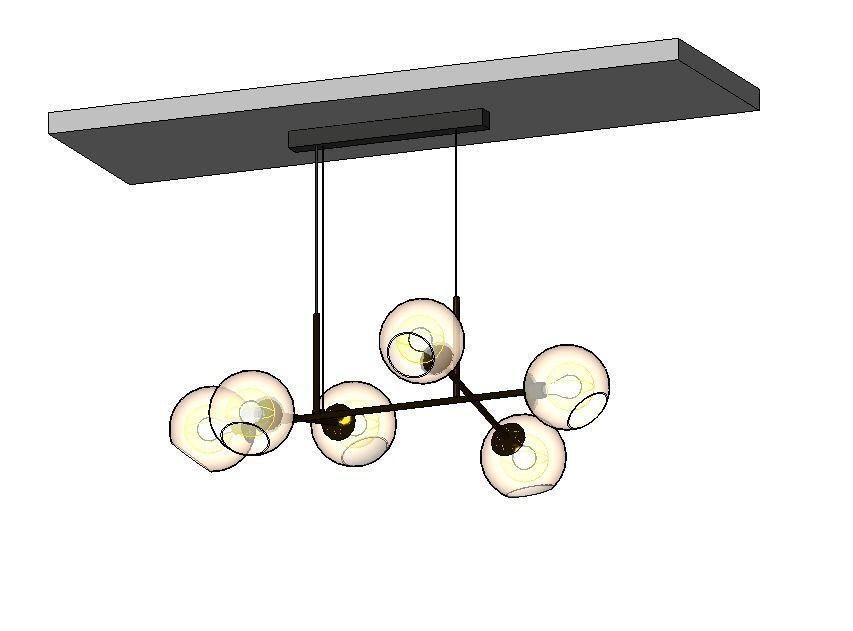 Mid Century Modern 6 Light DNA Chandelier Light Fixture  3D model_3