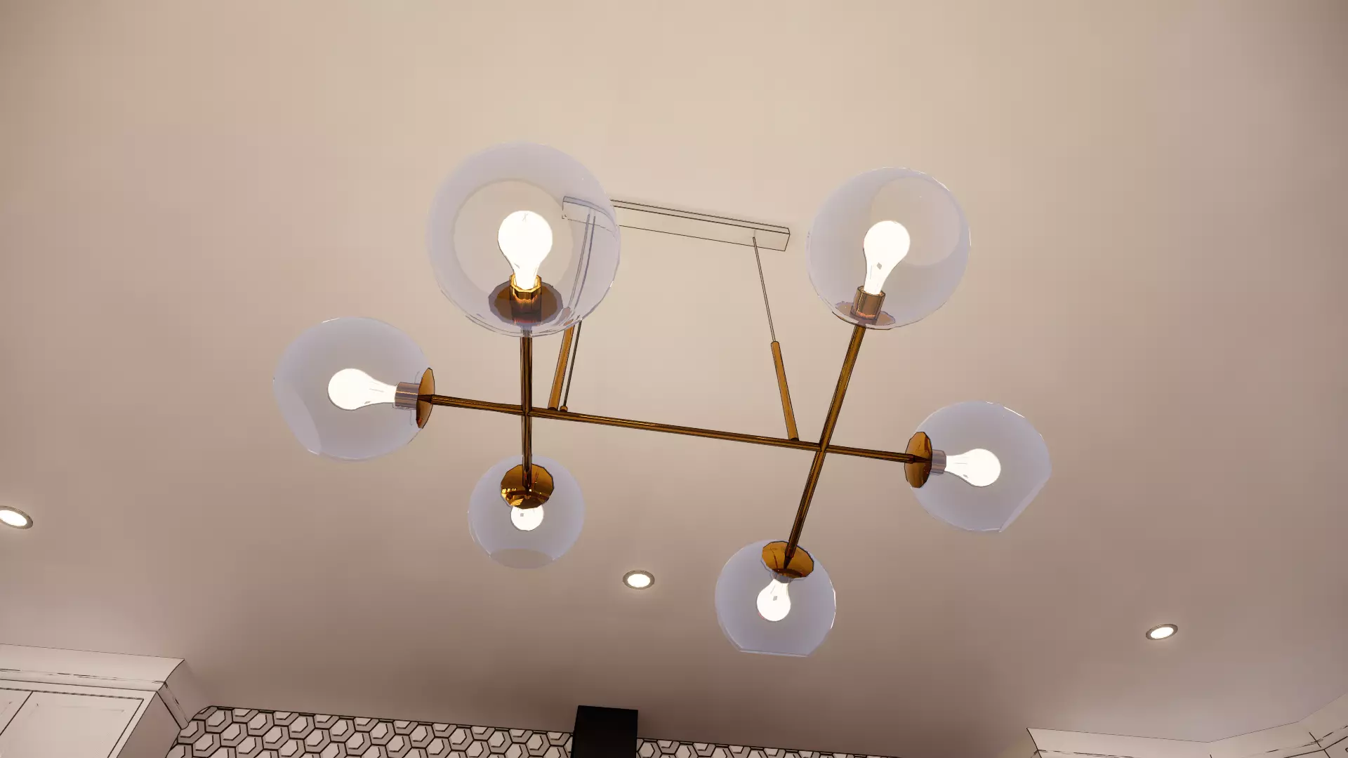 Mid Century Modern 6 Light DNA Chandelier Light Fixture  3D model_0