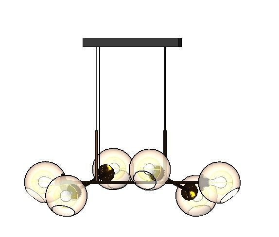 Mid Century Modern 6 Light DNA Chandelier Light Fixture  3D model_5