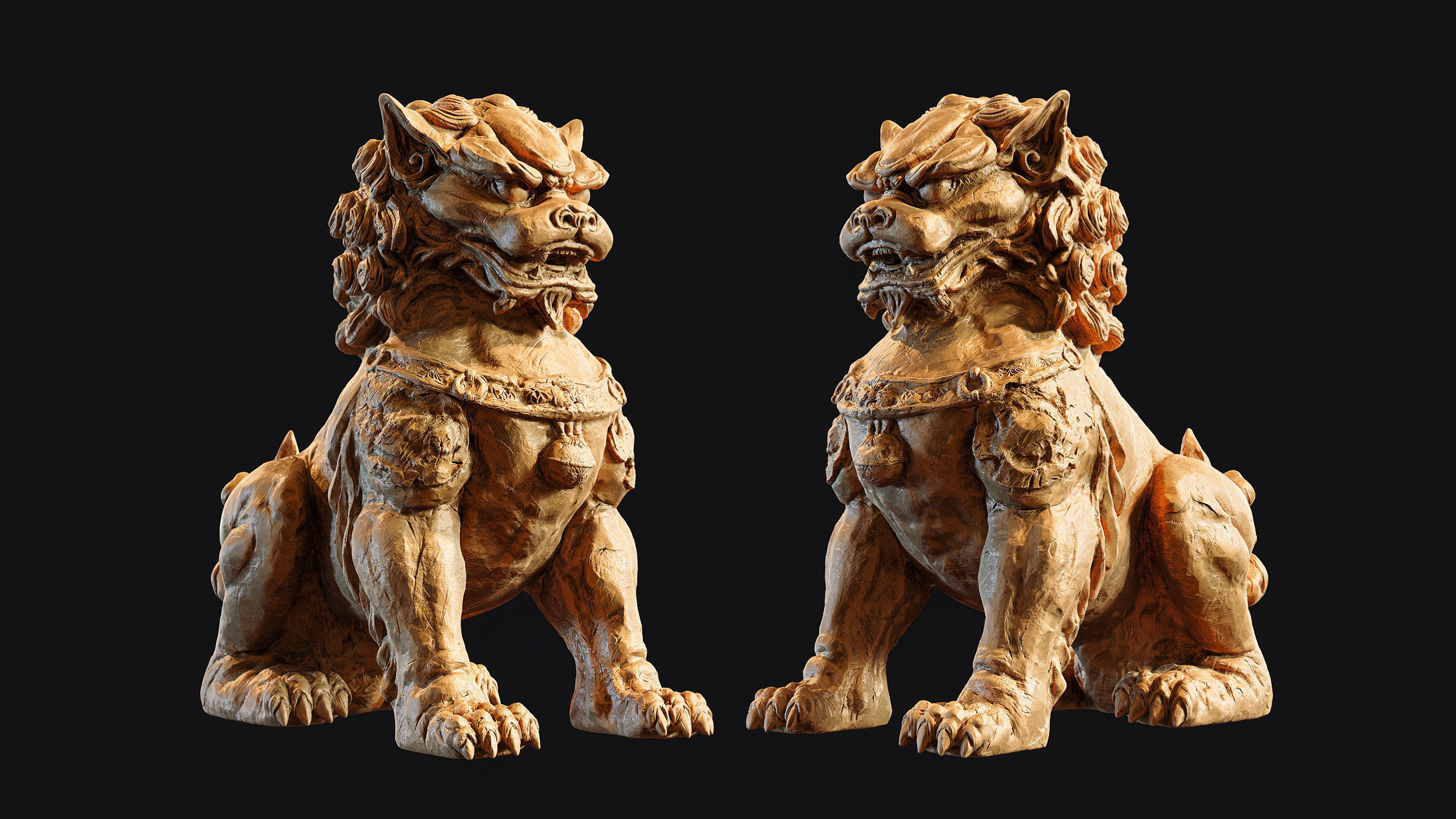 Chinese guardian lion foo dog 3D print model_0