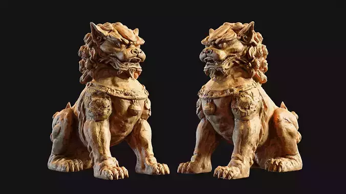 Chinese guardian lion foo dog 3D print model