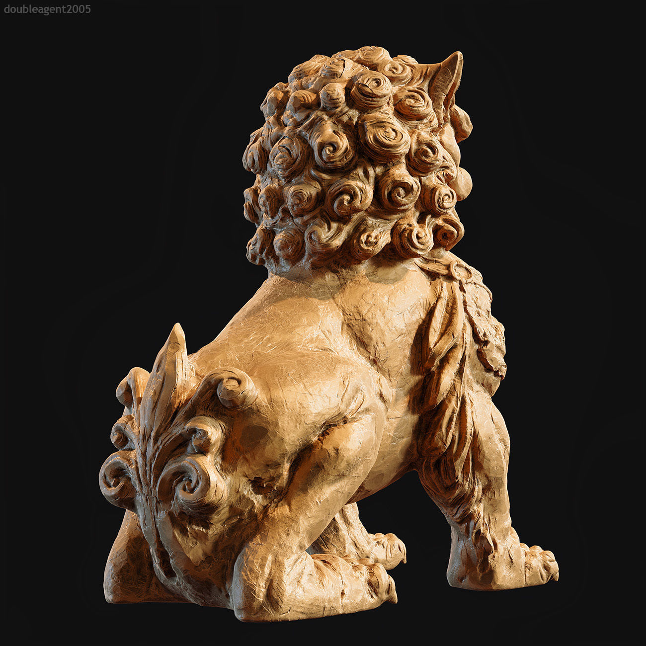 Chinese guardian lion foo dog 3D print model_3