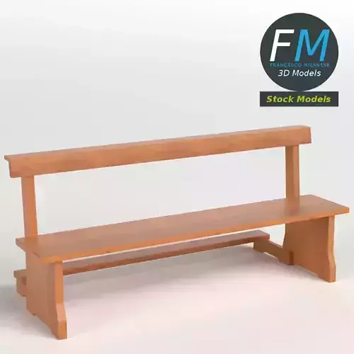 Pew bench with kneeler 3D model