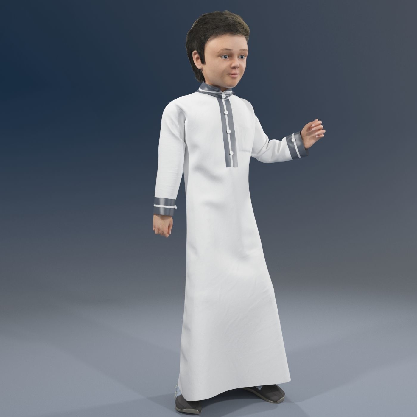 4 x Arabic boys real cloth simulation  loop animation 3D Model Collection_11