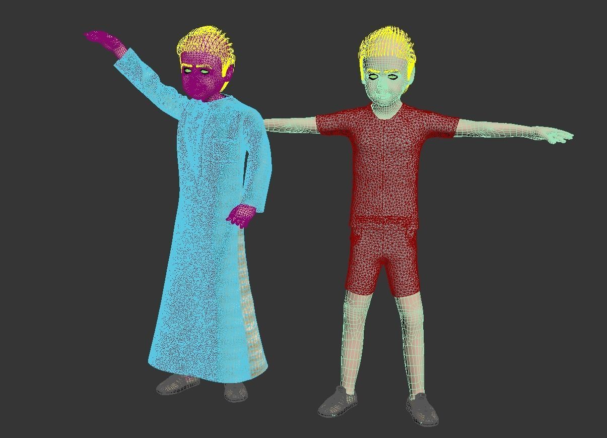 4 x Arabic boys real cloth simulation  loop animation 3D Model Collection_18