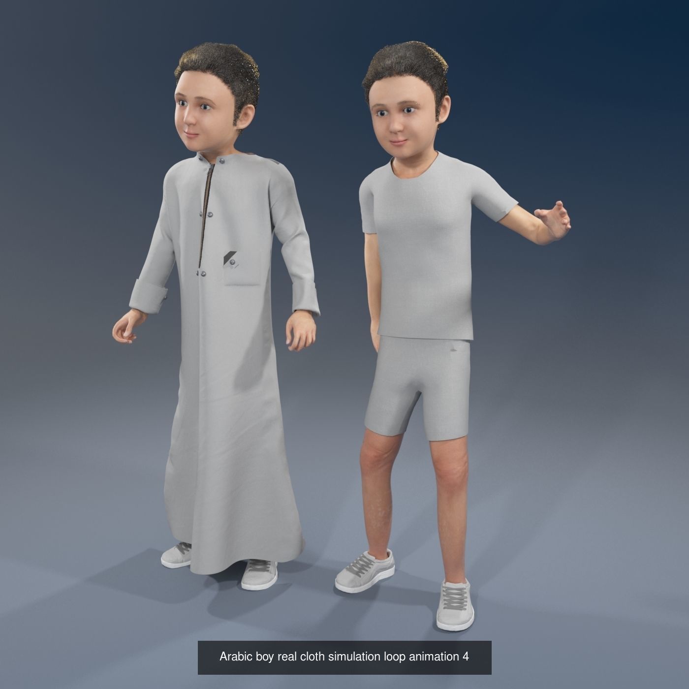 4 x Arabic boys real cloth simulation  loop animation 3D Model Collection_25