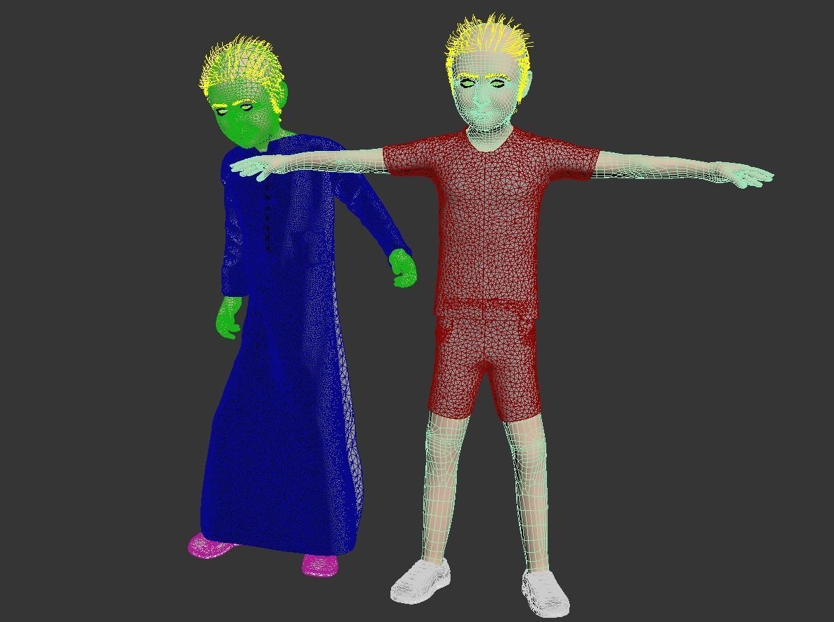 4 x Arabic boys real cloth simulation  loop animation 3D Model Collection_28