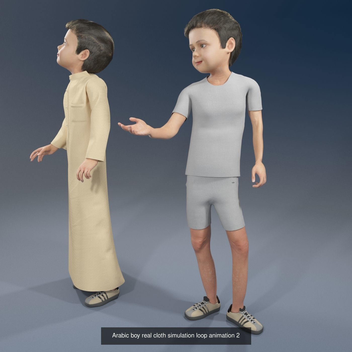 4 x Arabic boys real cloth simulation  loop animation 3D Model Collection_15