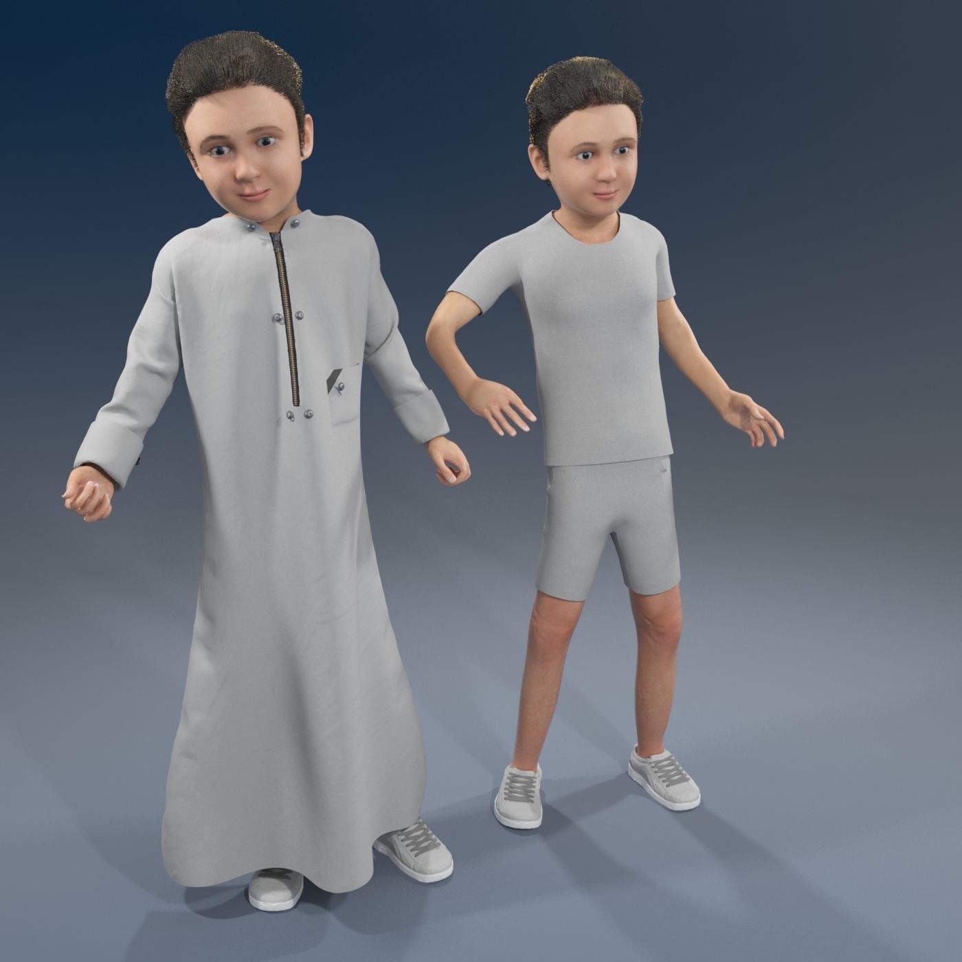 4 x Arabic boys real cloth simulation  loop animation 3D Model Collection_24