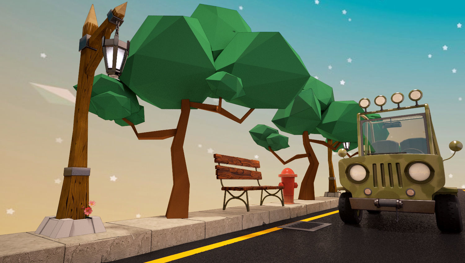 Cartoon Jeep 3D model_4