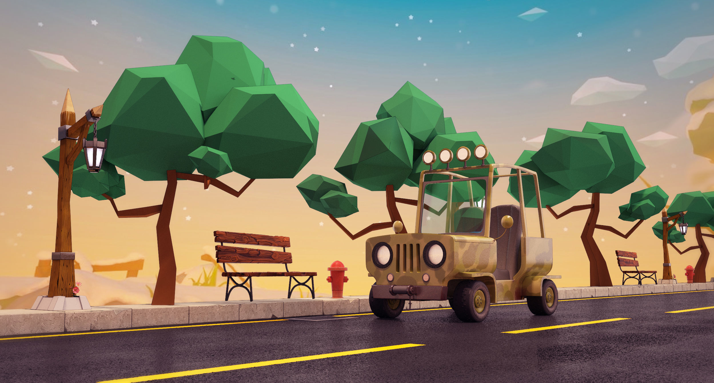Cartoon Jeep 3D model_5
