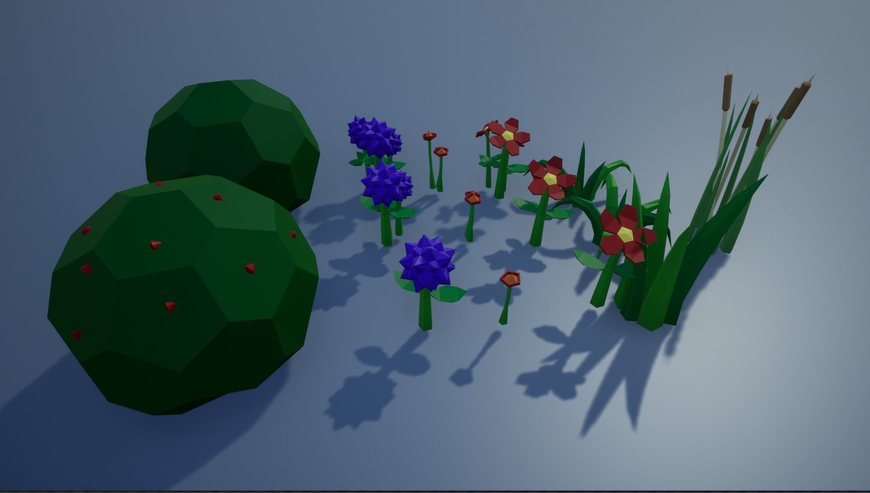 Lowpoly Polygon Grass and Plants  Low-poly 3D model_2