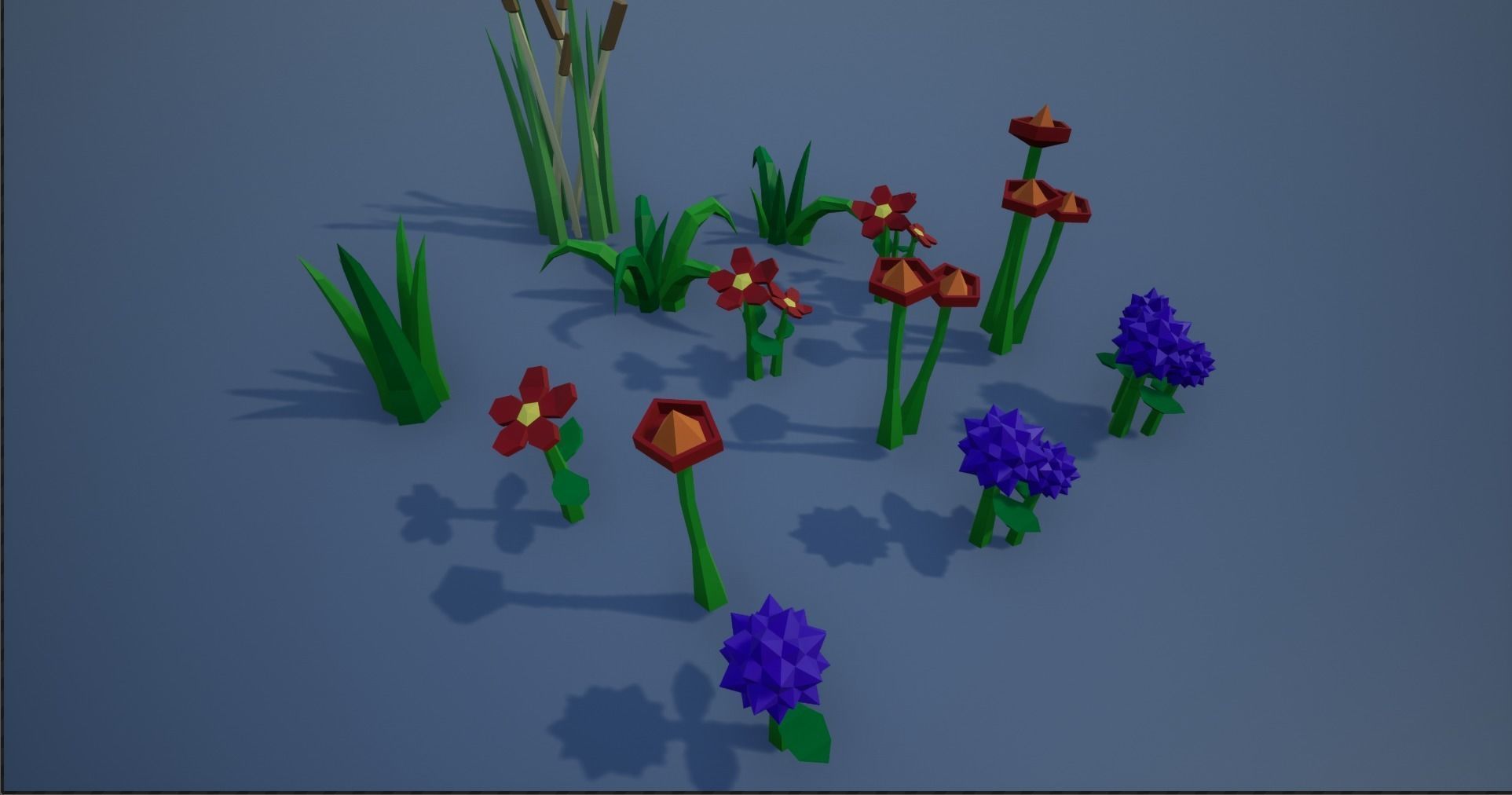 Lowpoly Polygon Grass and Plants  Low-poly 3D model_16