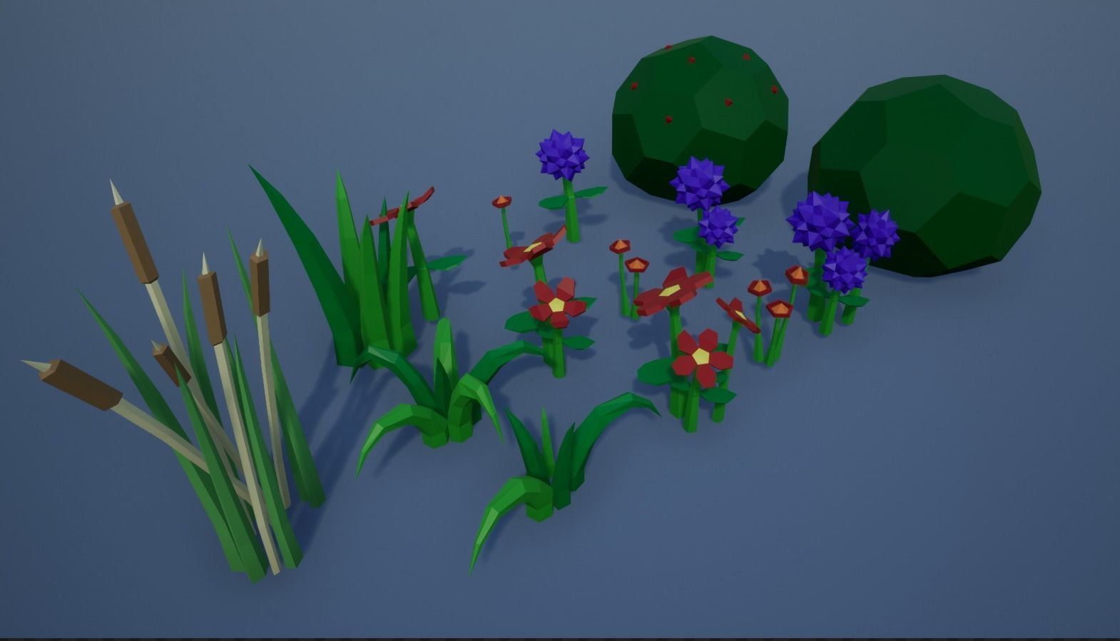 Lowpoly Polygon Grass and Plants  Low-poly 3D model_1