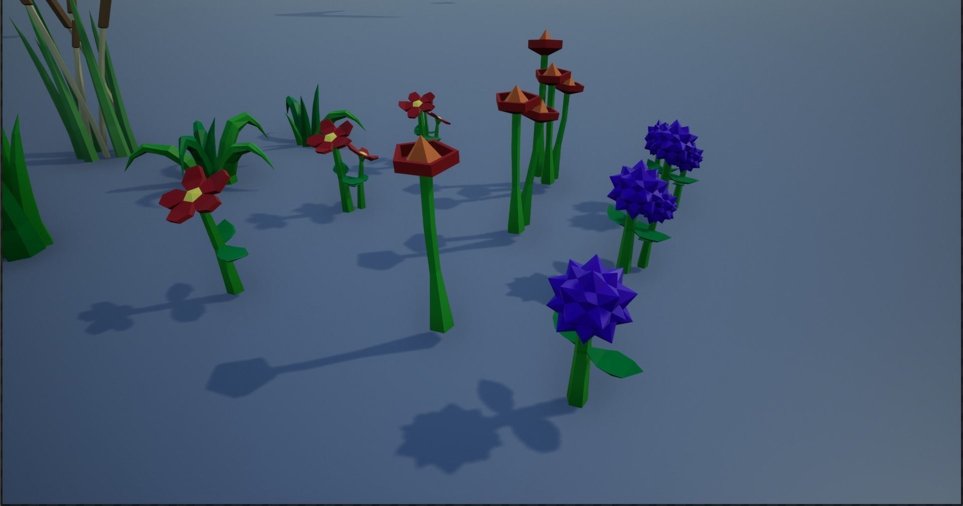 Lowpoly Polygon Grass and Plants  Low-poly 3D model_9