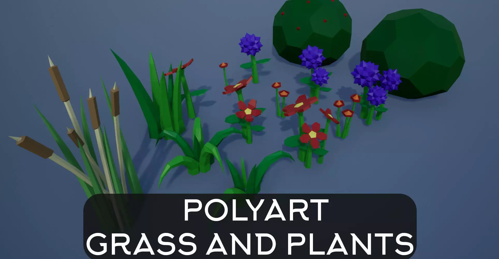 Lowpoly Polygon Grass and Plants  Low-poly 3D model_0