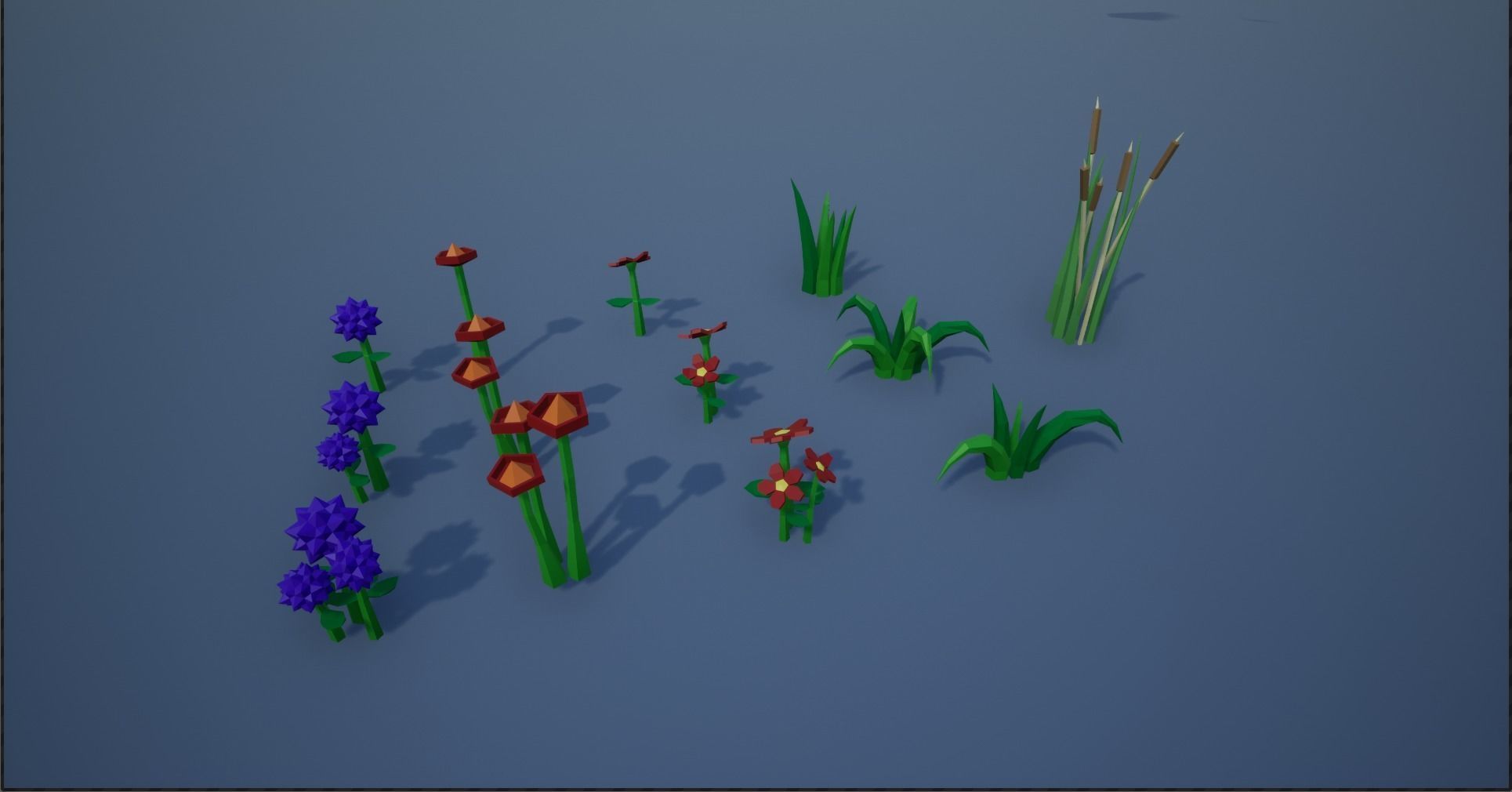 Lowpoly Polygon Grass and Plants  Low-poly 3D model_3