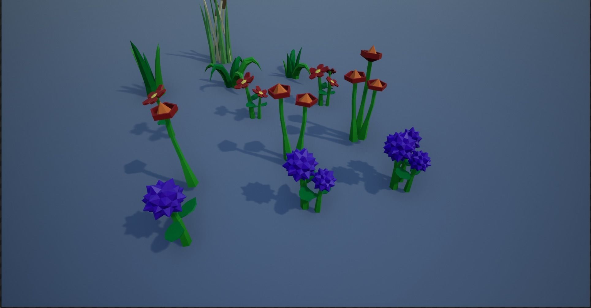 Lowpoly Polygon Grass and Plants  Low-poly 3D model_10