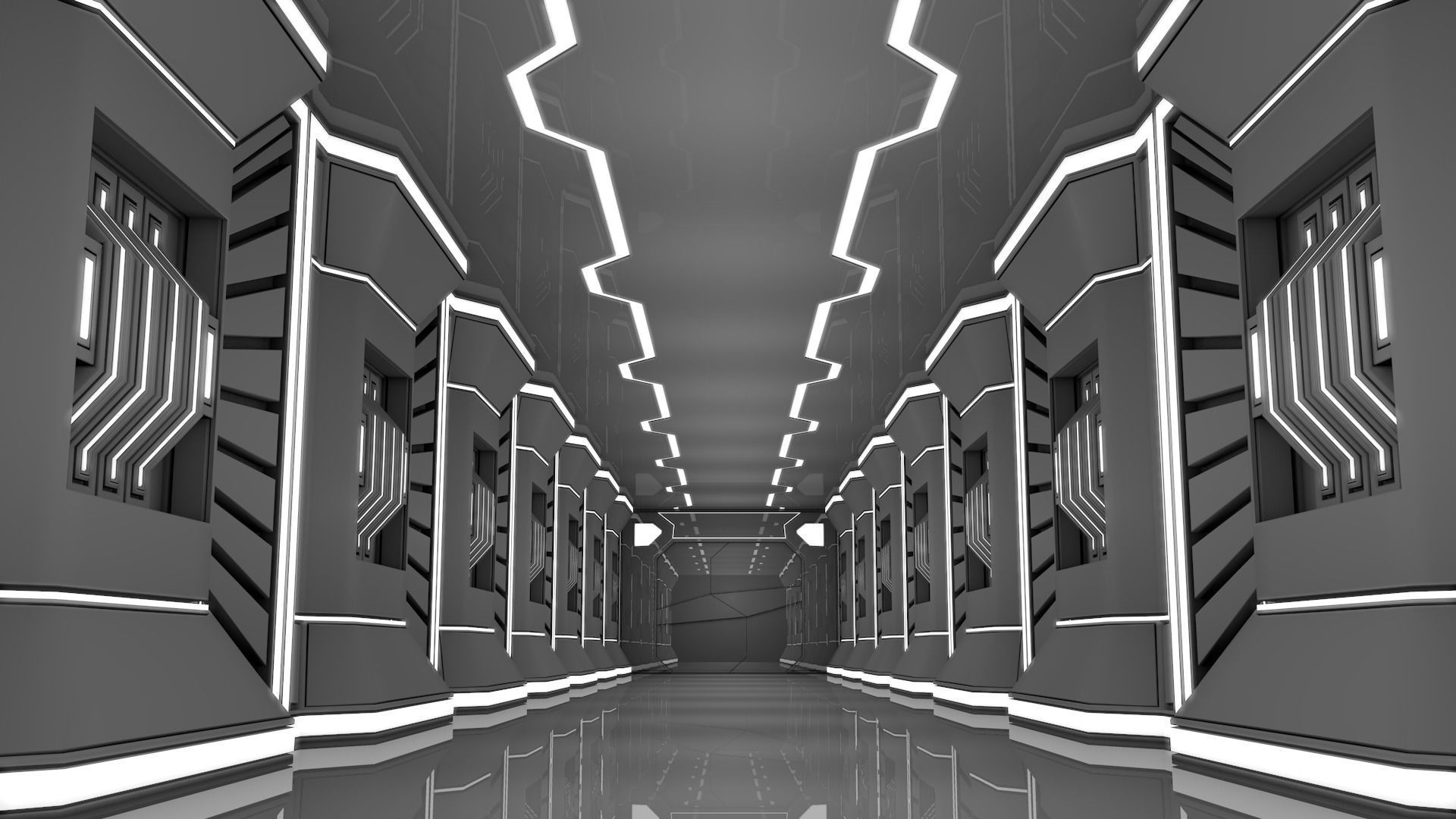 Sci Fi Corridor 3D model_2