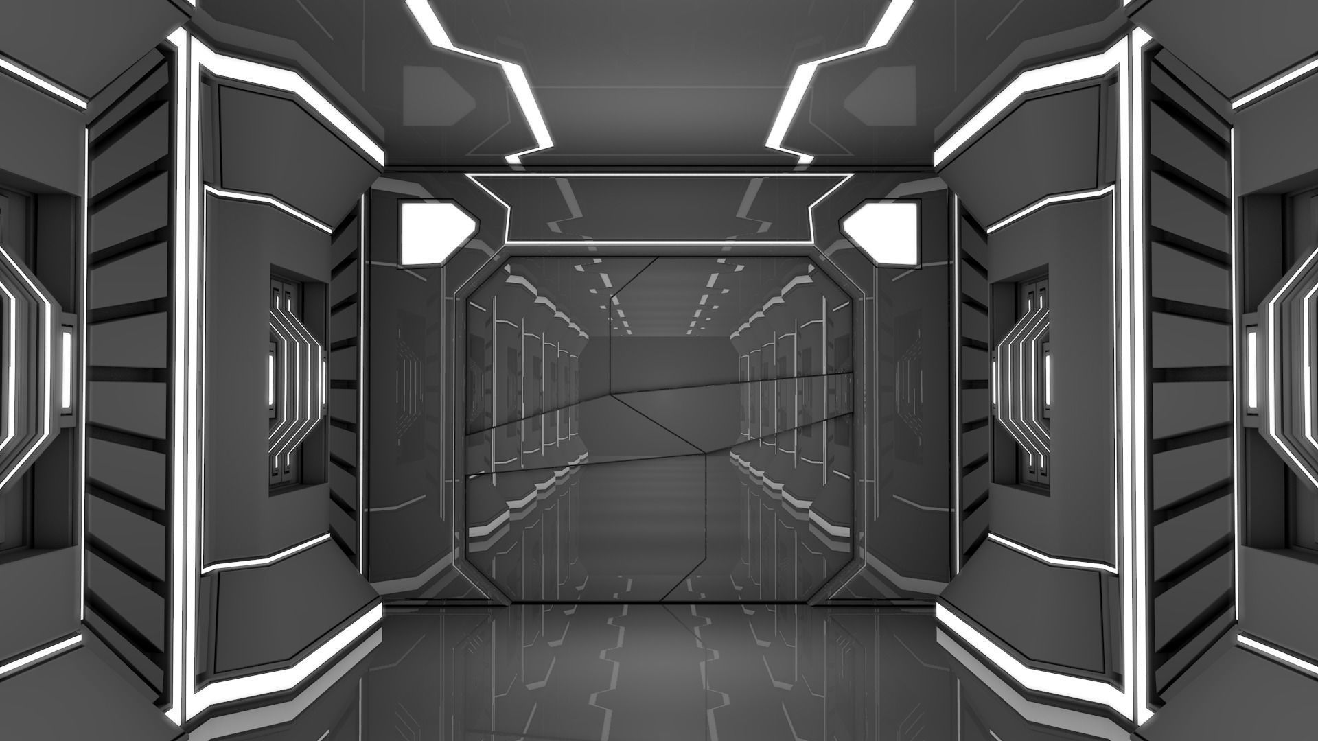 Sci Fi Corridor 3D model_1
