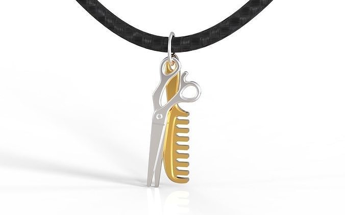 scissors and comb pendant 3D print model