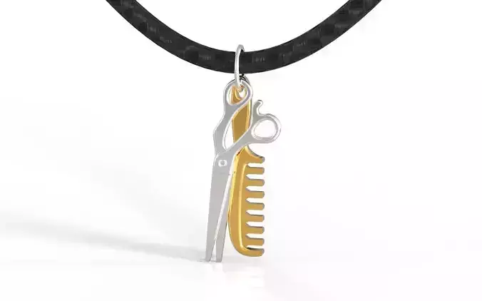 scissors and comb pendant 3D print model
