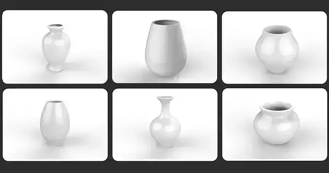 Set of 6 vase for 3d printing