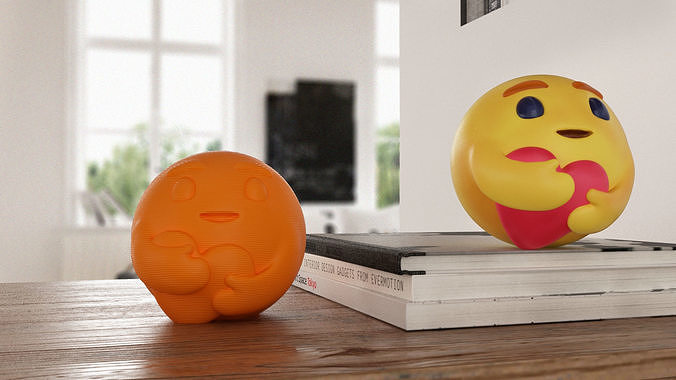 Facebook Care Reaction Emoji 3D print model