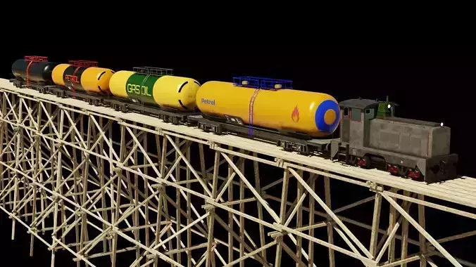 Kit trains 1 locomotive 4 wagons 1 trestle wood