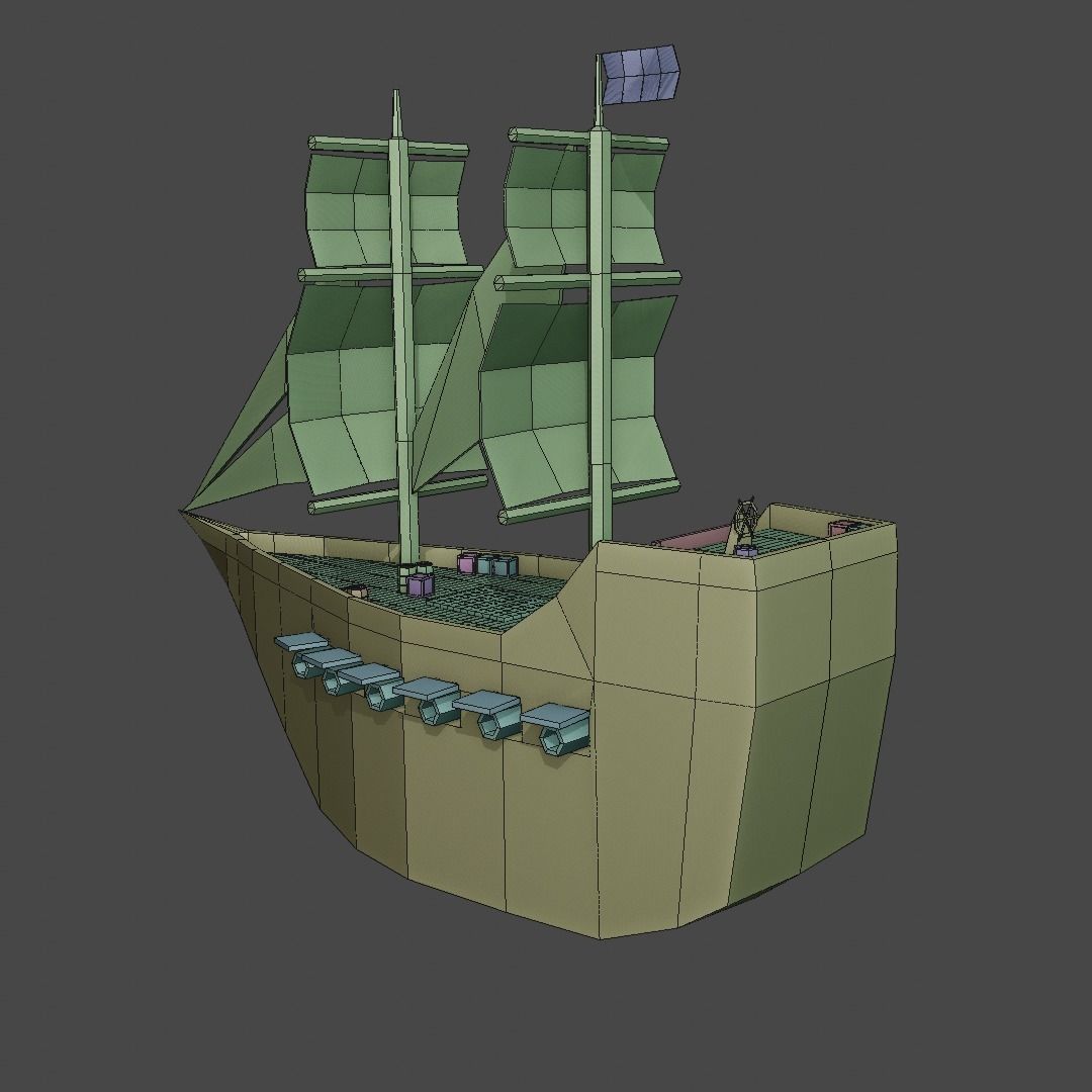 Low-Poly Medieval Ship Low-poly 3D model_6