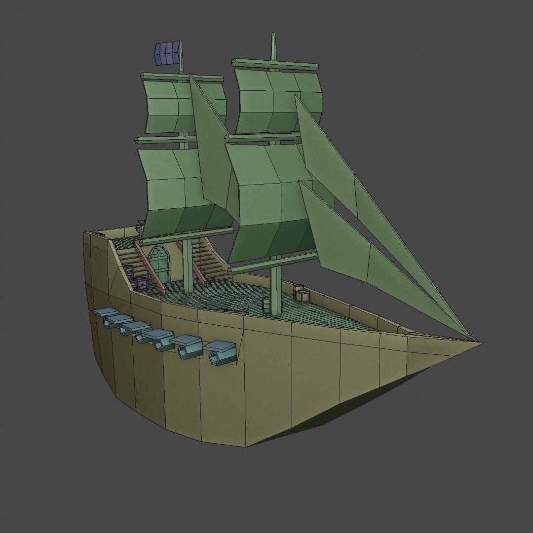 Low-Poly Medieval Ship Low-poly 3D model_5
