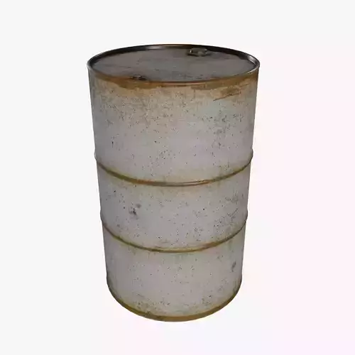 White Rusty Oil Drum Low-poly 3D model