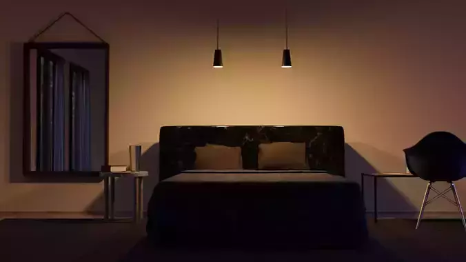 Modern Bedroom Night - 4k Textures