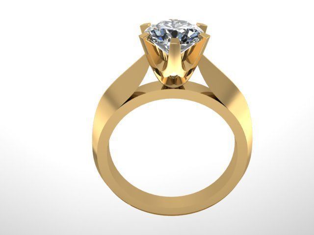 7 mm Diamond Solitaire Ring 3D print model_2