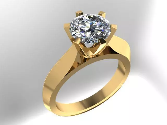 7 mm Diamond Solitaire Ring 3D print model_0