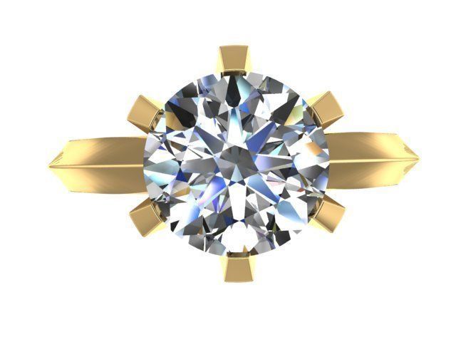 7 mm Diamond Solitaire Ring 3D print model_3