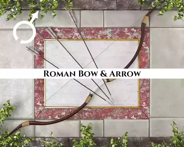 Ancient Roman Bow and Arrow Low-poly 3D model