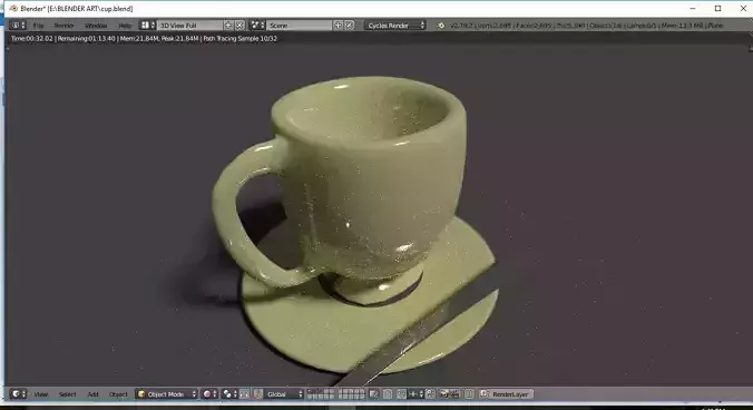 cup 3d model coffee with knife