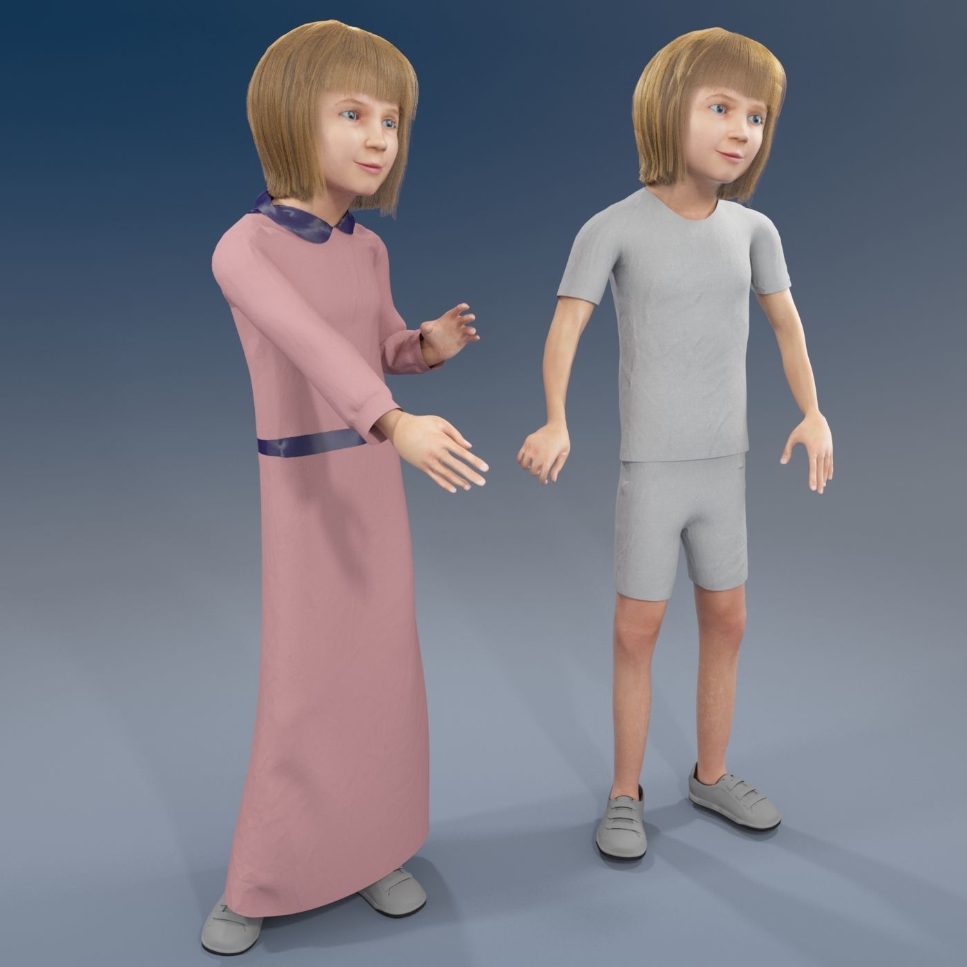 4 x Arabic girls real cloth simulation loop animation 3D Model Collection_8