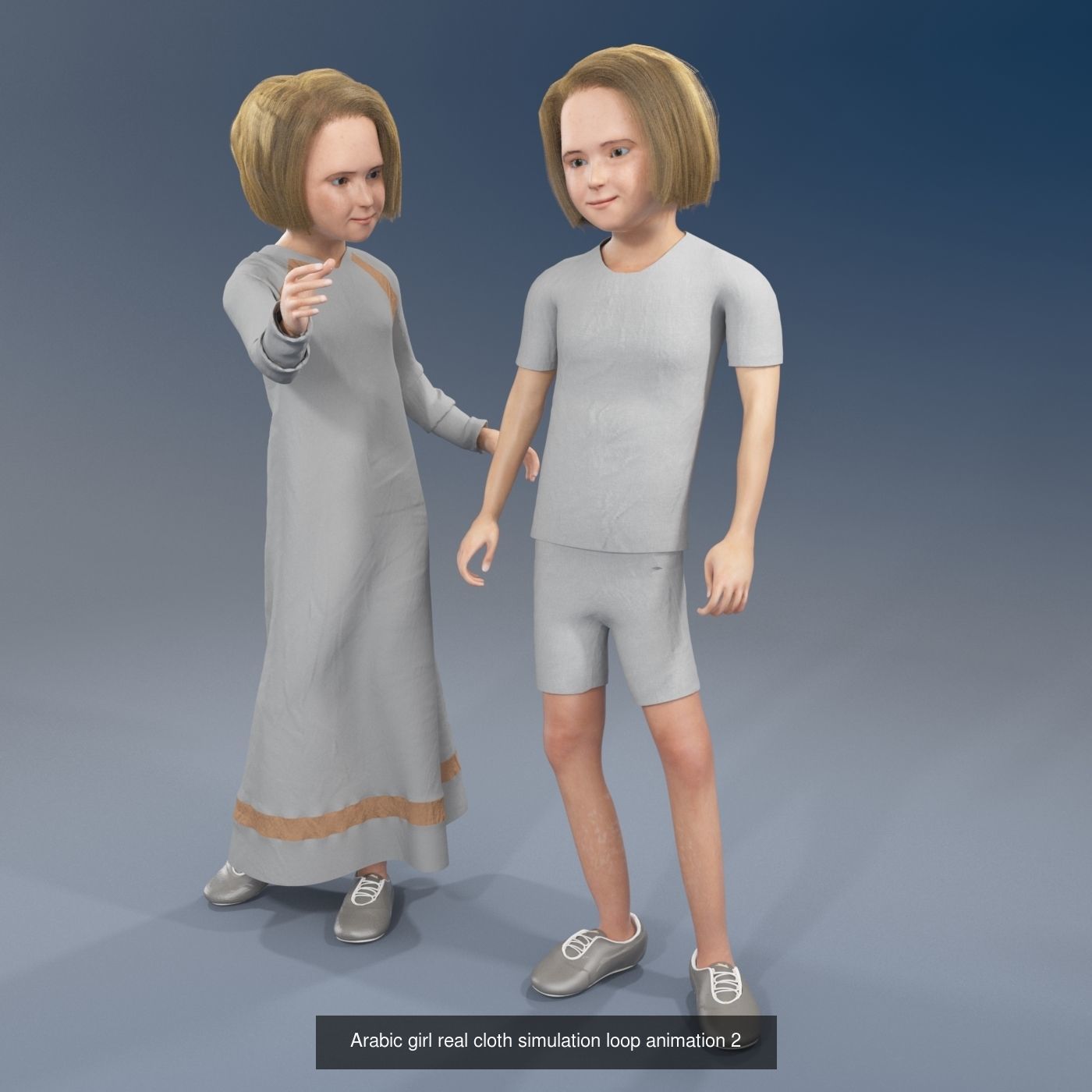 4 x Arabic girls real cloth simulation loop animation 3D Model Collection_23