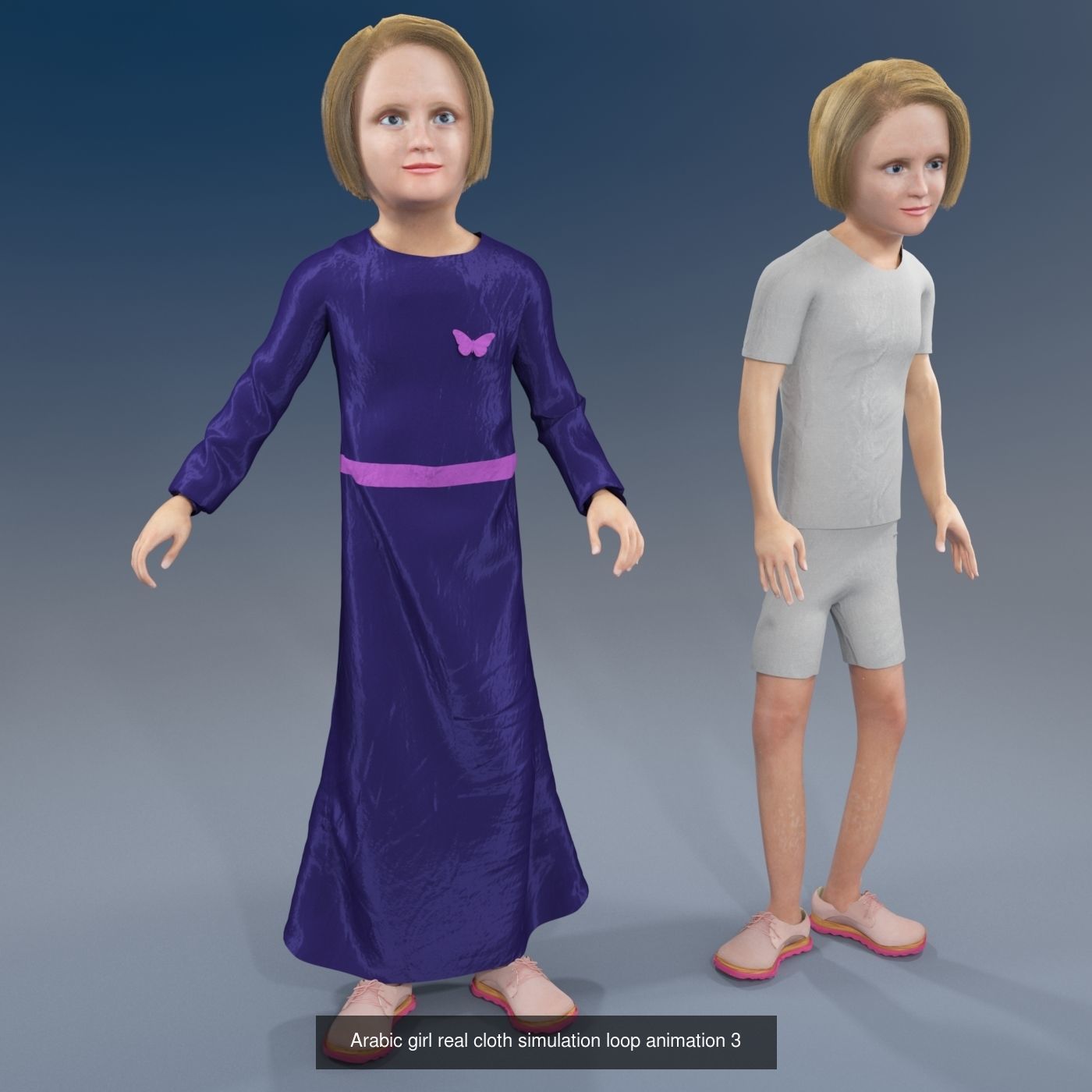 4 x Arabic girls real cloth simulation loop animation 3D Model Collection_13