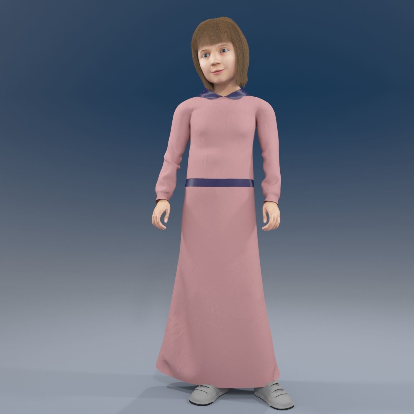 4 x Arabic girls real cloth simulation loop animation 3D Model Collection_10