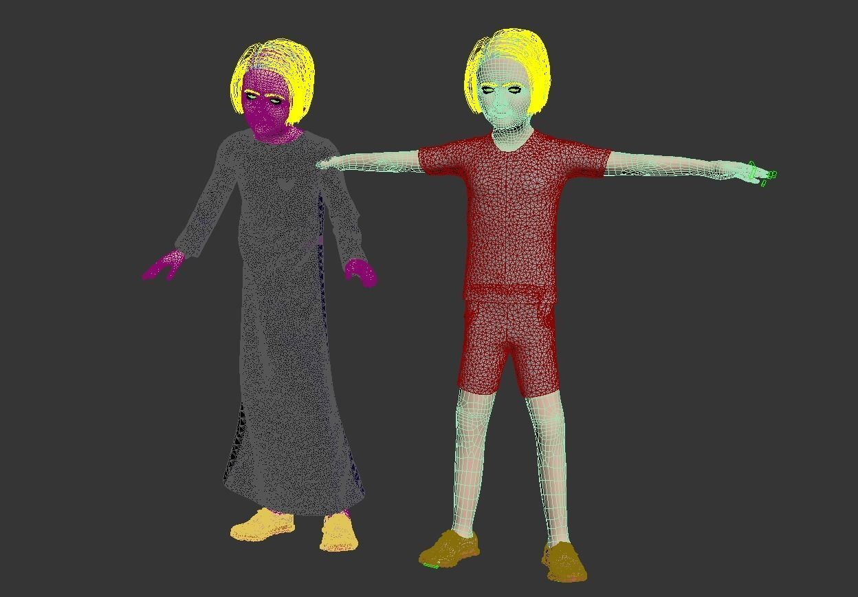 4 x Arabic girls real cloth simulation loop animation 3D Model Collection_17