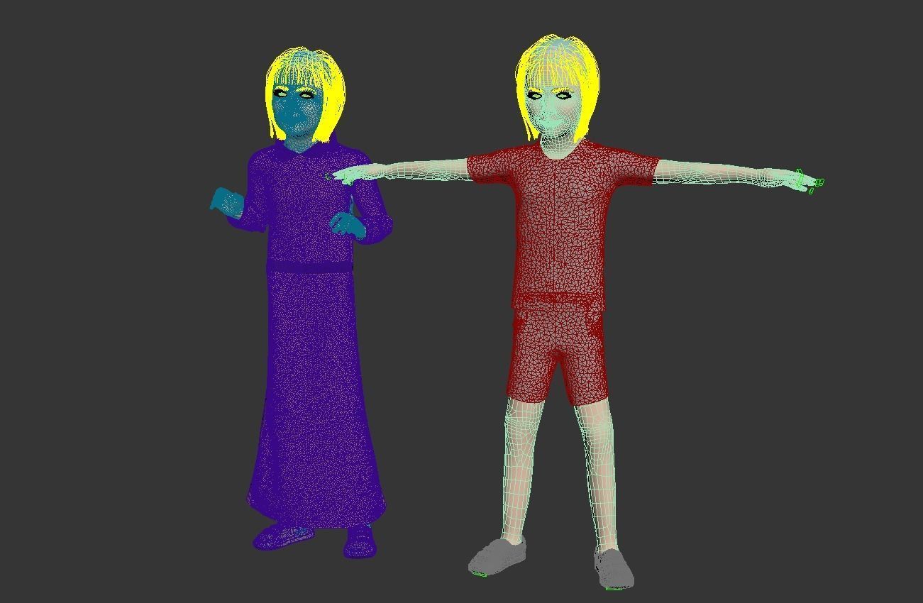 4 x Arabic girls real cloth simulation loop animation 3D Model Collection_12